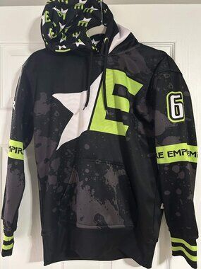 Empire Paintball Youth Large Hoodie Black Neon Green #6 Graphic Pullover YL